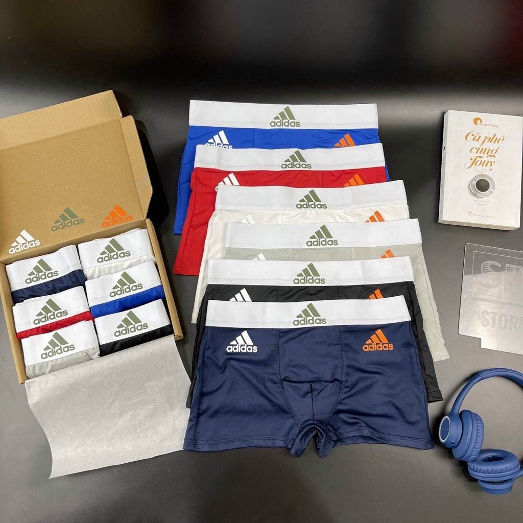 Quần lót nam thun lạnh adidas cao cấp,sịp nam boxer vải mềm mịn co giãn thoáng khí PM36A
