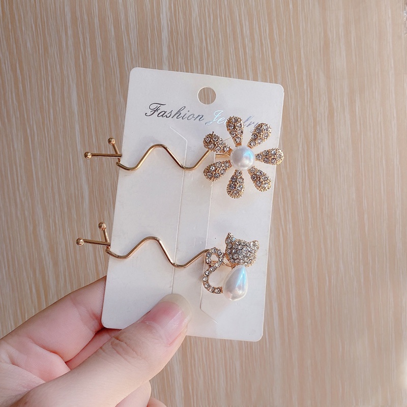 Kẹp tóc nơ hoa mèo bướm đính đá lấp lánh phong cách Hàn Quốc