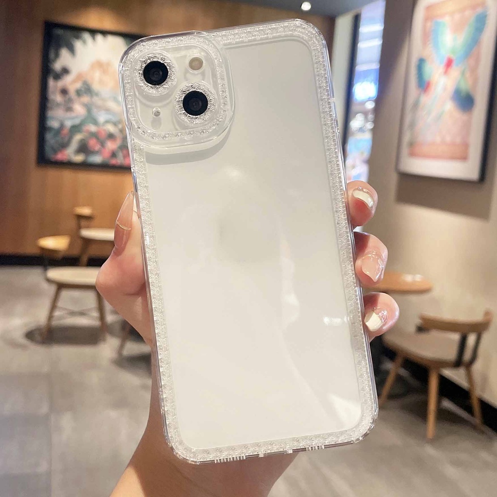 Ốp Điện Thoại Trong Suốt Đính Kim Cương Nhiều Màu Dễ Thương Cho iPhone 13promax 12pro 11 pro XS max XR 7 / 8 Plus