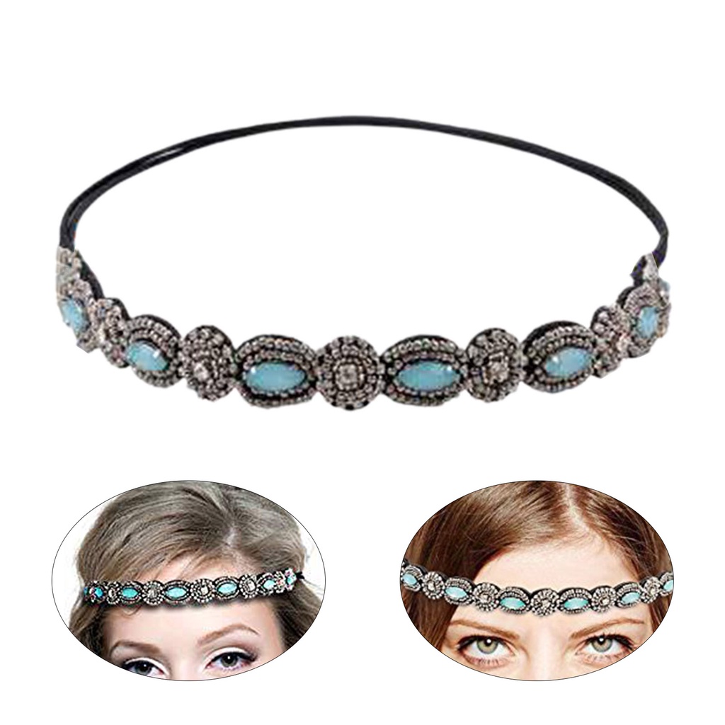 Băng Đô Cài Tóc Co Giãn Đính Đá Phong Cách Bohemian Thời Trang Cho Nữ