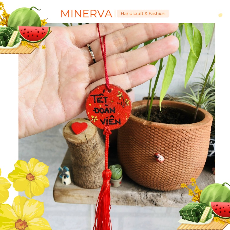 Dây treo tết treo cây mai bằng gỗ trang trí nhà cửa trang trí tết năm mới