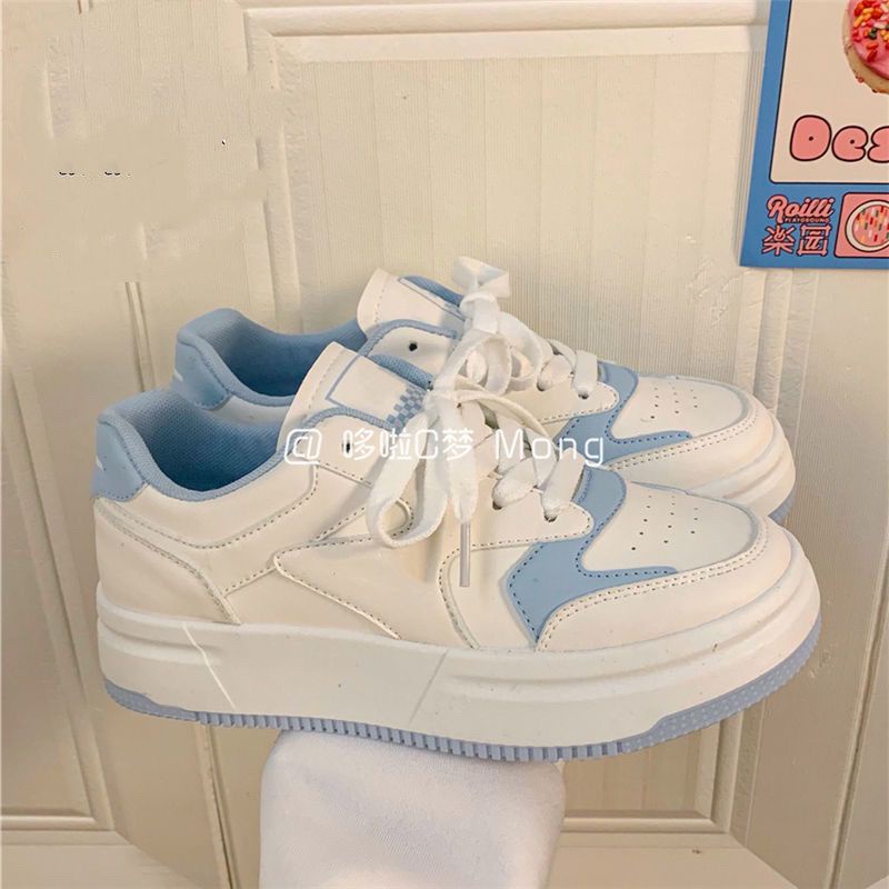 Giày Thể Thao Đế Dày Cổ Cao Màu Xanh Dương Sữa Thời Trang Xuân Hè 2022 Dễ Thương