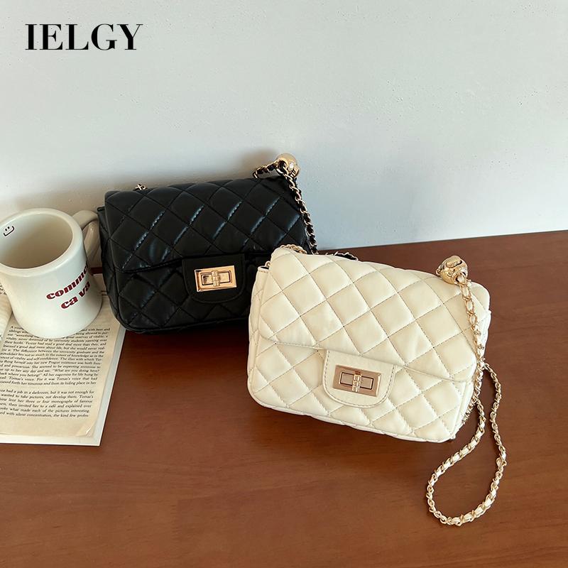 Túi Đeo Chéo Dây Xích Hình Thoi Nhỏ Màu Vàng Thời Trang Cho Nữ