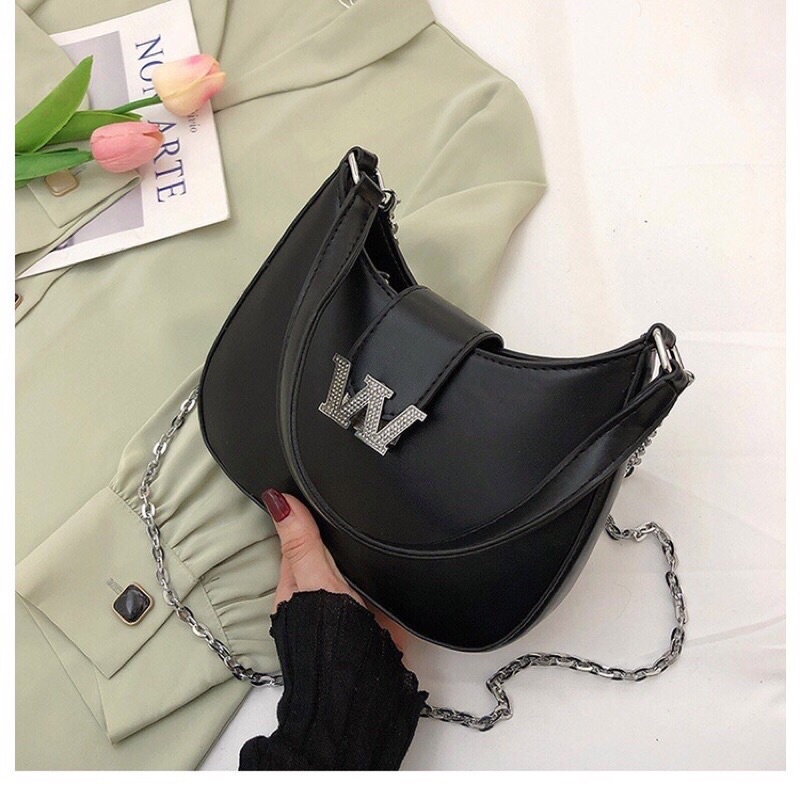 Túi Kẹp Nách Chữ W Cúc Bấm Kèm Dây Dài Đeo Chéo Sz 21