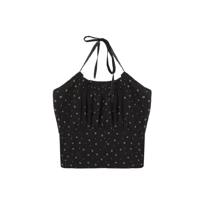 Có sẵn | Áo yếm croptop vải linen hoạ tiết hoa nhí