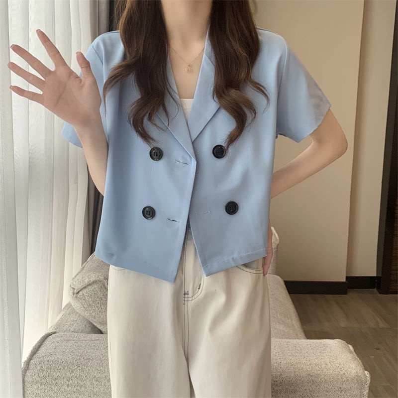 Áo blazer Tay Ngắn Màu Trơn Phong Cách Hàn Quốc Thời Trang Mùa Hè Mới Cho Nữ | BigBuy360 - bigbuy360.vn