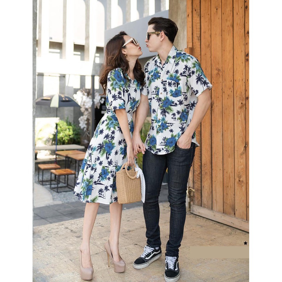 Áo đôi áo cặp Áo Váy đôi dễ thương chụp ảnh đi biển nam nữ Hàn Quốc
