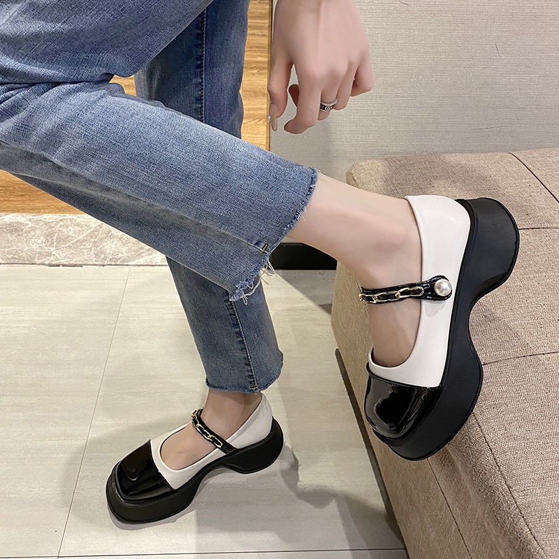 Giày Búp Bê Da Đế Dày Phối Màu Thời Trang Chất Lượng Cao Cho Nữ