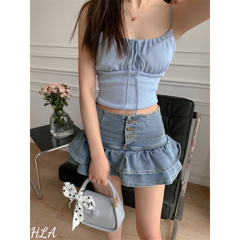 Chân váy jean bèo tầng