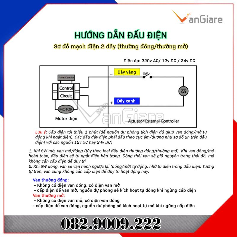 Van bi điện thường đóng 220v 24v 12v ren 42 49 60 - Van khoá nước tự động bằng motor, có điện van mở