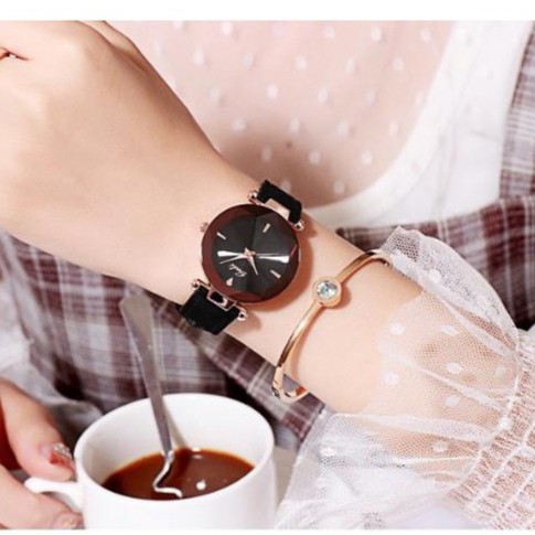 [CHÍNH HÃNG] Đồng hồ nữ Gedi dây da lộn mặt 3D