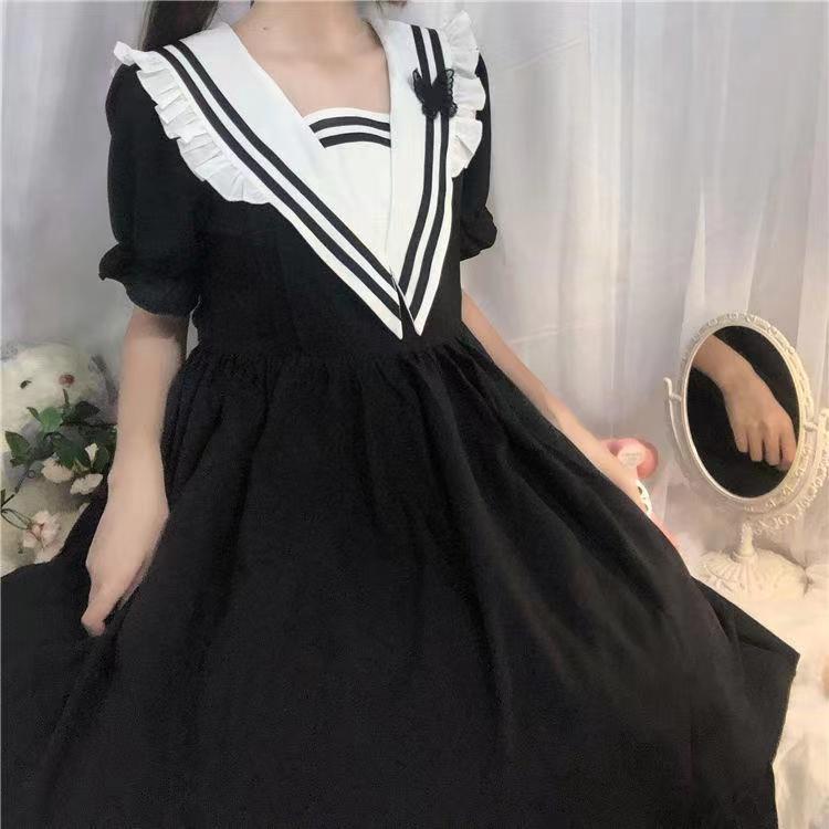 Đầm Tay Ngắn Kiểu Retro Hàn Quốc Thiết Kế Ngọt Ngào Cho Nữ
