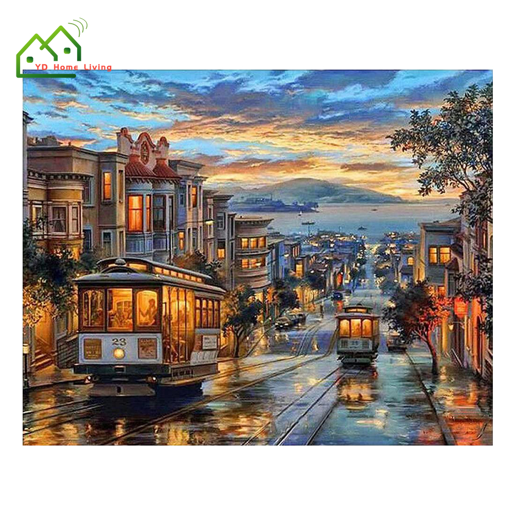 Bộ tranh sơn dầu tự làm cỡ 16&quot;x20&quot; dùng trang trí hiện đại