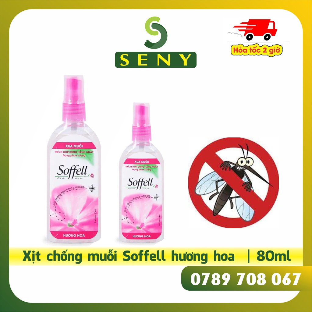 Chai Xịt Đuổi Muỗi, Chống Muỗi Soffell Hương Hoa 80ml