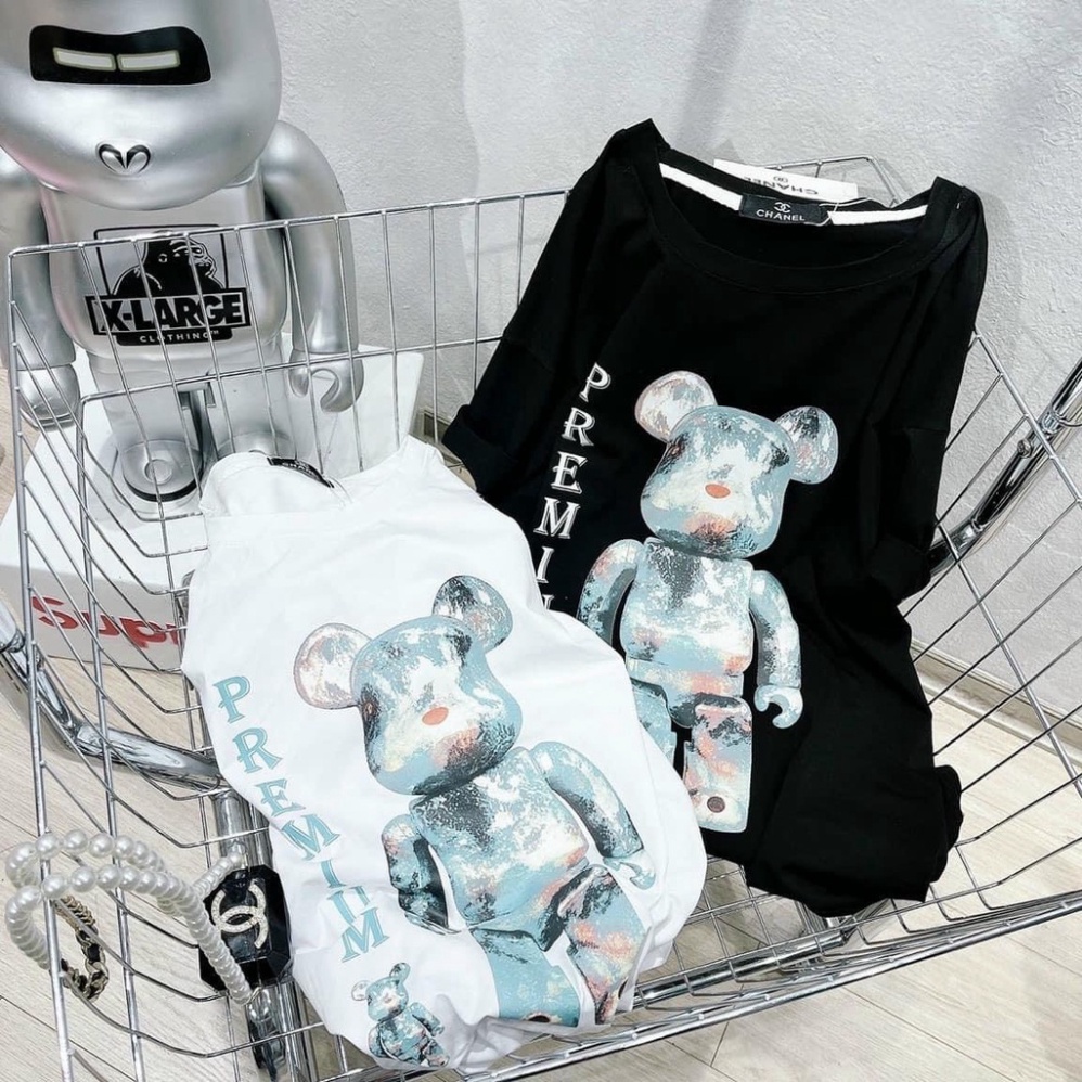 Áo thun tay lỡ cổ tròn gấu Bearbrick Premium hot trend summer 2022 unisex basic dáng oversize nam nư cotton