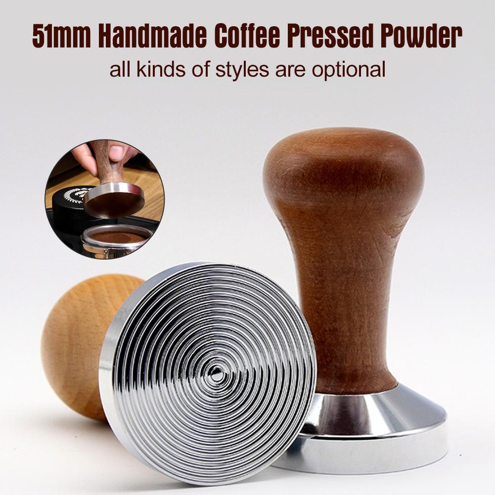 Cơ sở bằng thép không gỉ 304 Bột cà phê bằng gỗ rắn Tay cầm Tamper 51mm Barista Espresso Dụng cụ phụ kiện tùy chỉnh