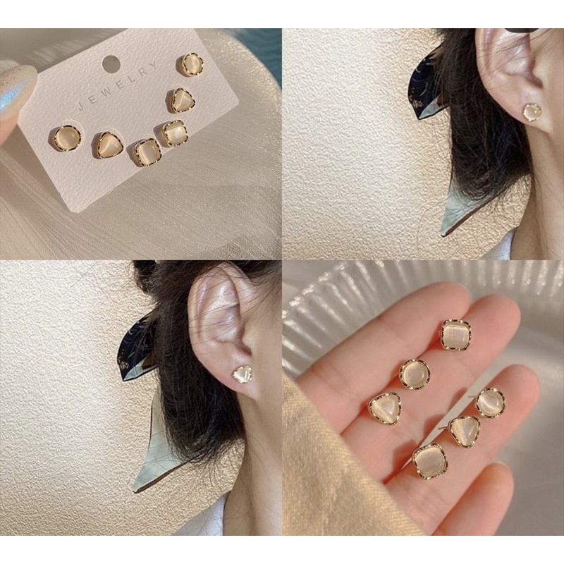 set bông tai 3 đôi