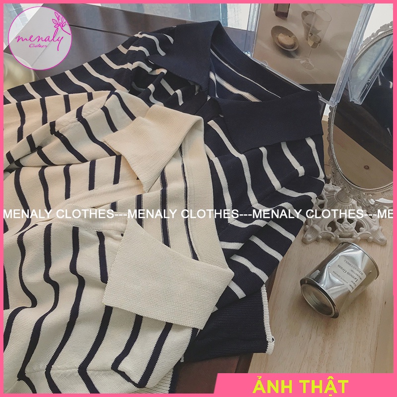 Áo len mongtoghi cộc tay hàn quốc AH038, mẫu áo len mỏng cổ đức thích hợp mùa hè thu mát mẻ | BigBuy360 - bigbuy360.vn