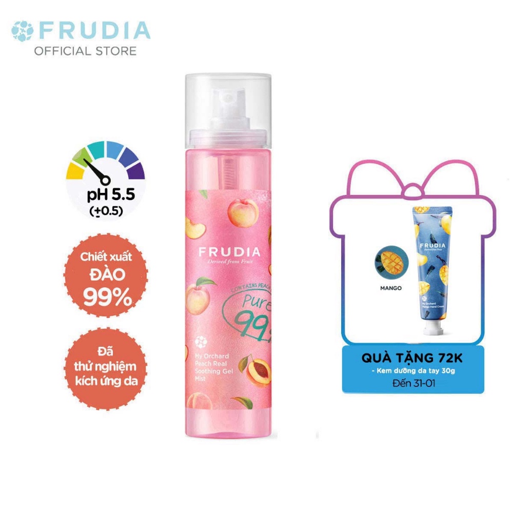 [Tặng 72K] Xịt Khoáng Cấp Ẩm Chiết Xuất Từ Trái Đào Frudia My Orchard Peach Real Soothing Gel Mist 125ml