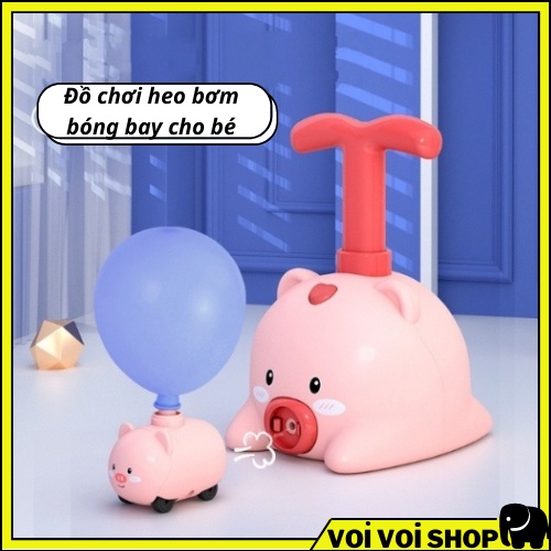 Bộ đồ chơi lắp ráp xe bơm bóng bay hình chú heo con đáng yêu cho bé trai, gái 3 4 5 6 tuổi. Trò chơi vui nhộn cho trẻ em