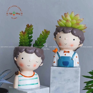 [Ngộ Nghĩnh - Đáng Yêu] Bộ Chậu Hoa Để Bàn Hình Chàng Trai, Decor Phòng Khách Hộp Đựng Đồ Vật, Quà Tặng Lưu Niệm
