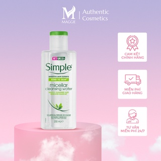 Nước tẩy trang Simple Micellar không cồn, lành tính cho da nhạy cảm làm sạch trang điểm, cấp ẩm