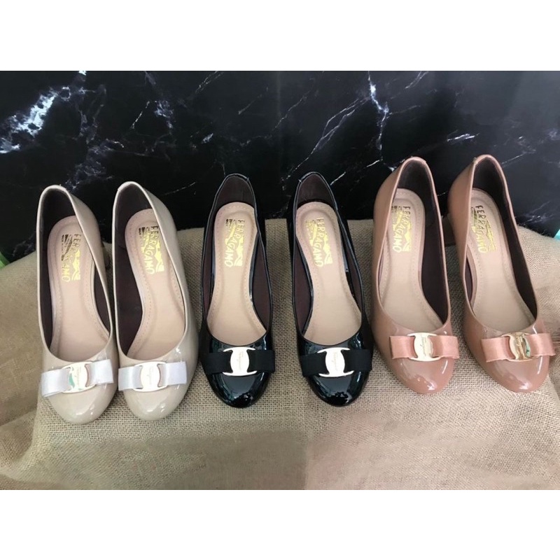 Giày da bóng 5cm gắn nơ xinh