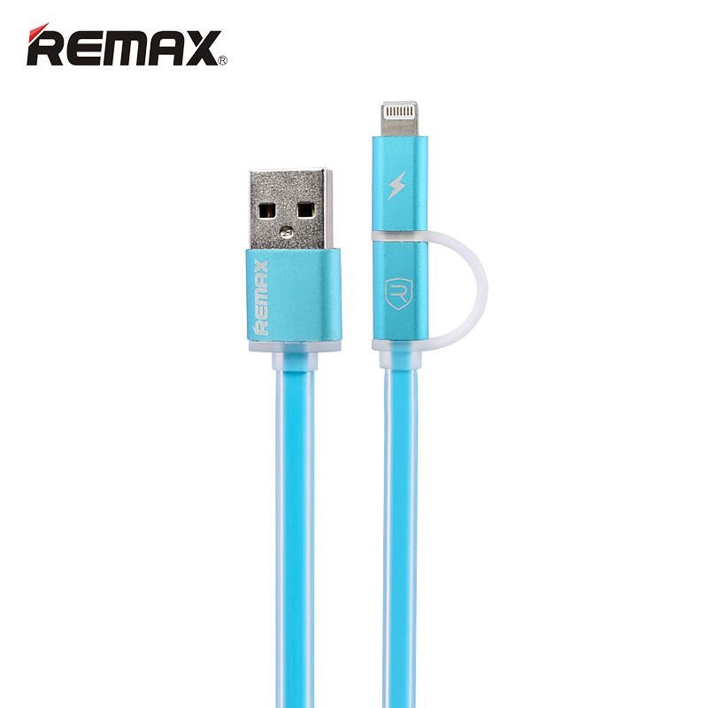 Cáp Sạc Remax 2 đầu cho Iphone Samsung có đèn led - BH 3 tháng