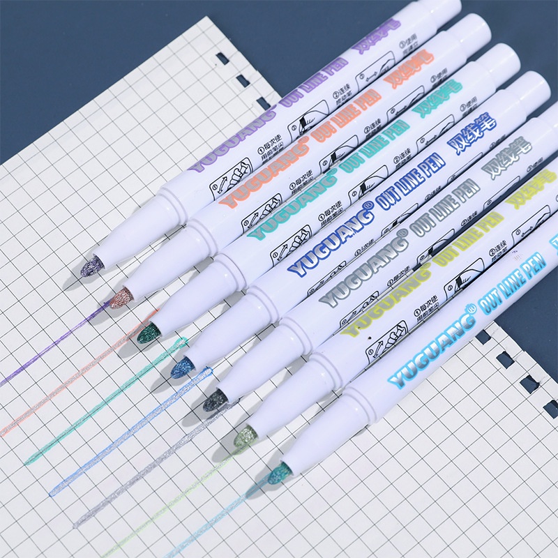 Bút nhũ metallic nhiều màu, bút kim tuyến nhiều màu cao cấp, nét đi mực tạo viền độc đáo