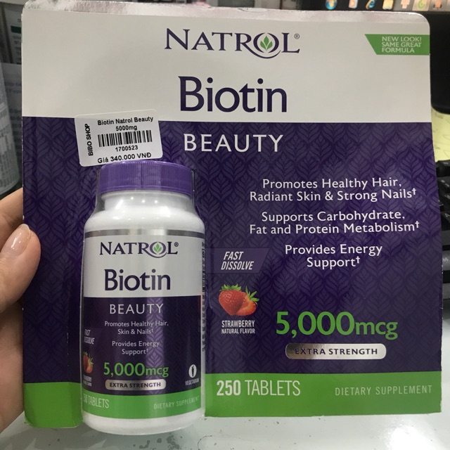 Viên ngậm Natrol Biotin 5000mg 250v