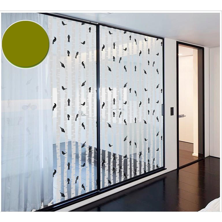Decal giấy dán kính chim và cành cây trắng khổ 45cm keo sẵn