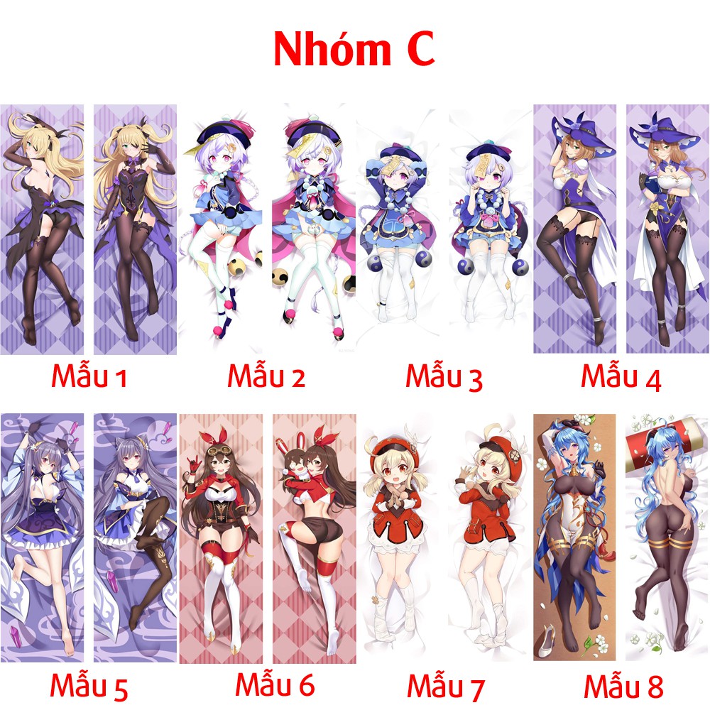 {48 mẫu Dakimakura} Vỏ Gối ôm Anime Game Genshin Impact siêu to dài 1,5mx50cm hàng có sẵn và đặt theo yêu cầu