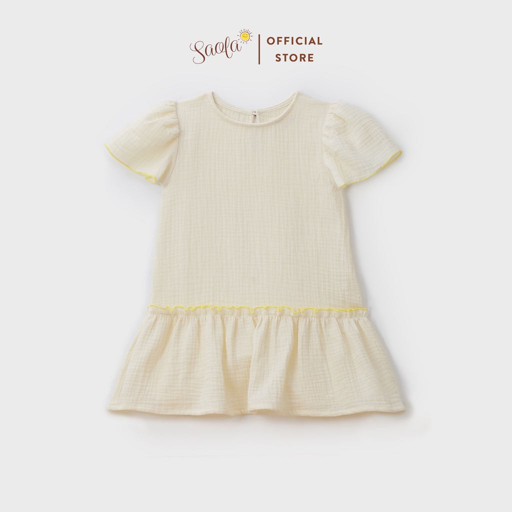 Váy Bé Gái Cổ Tròn Tay Bèo Nhún Tùng Xòe Chất Liệu Muslin Thoáng Mát - BERRY DRESS - DRM030 - SAOLA KIDS CLOTHING