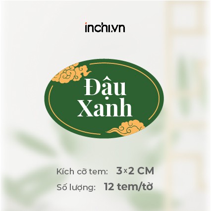 Tem Decal Bánh Trung Thu Cao Cấp Có Sẵn Hình Elip - 13 Nhân & 1 Nhân Viết Tay Size 12 Tem / Tờ Giá Rẻ