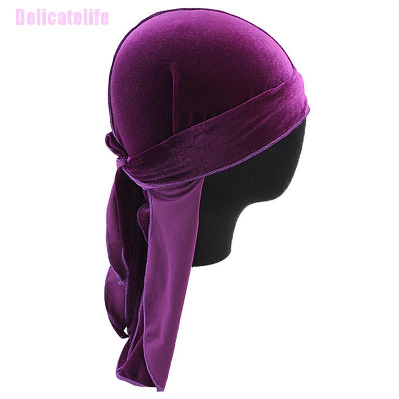 ❤Delicatelife❤ Men Women Velvet Durag Turban Cap Chemo Bandana Hats Pirate Headscarf