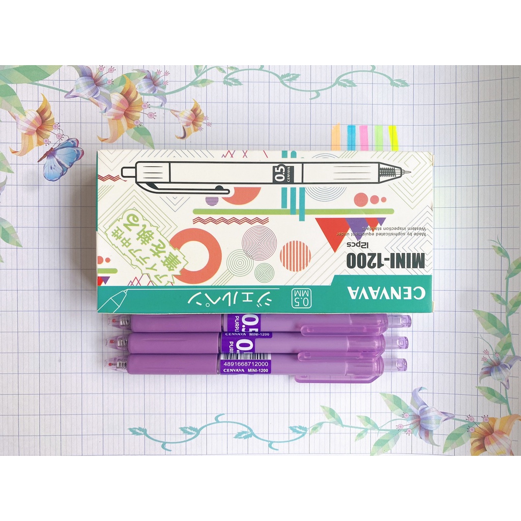 Bút tím gel mini 1200 Cenvava 0.5mm - Hộp 12 Cây
