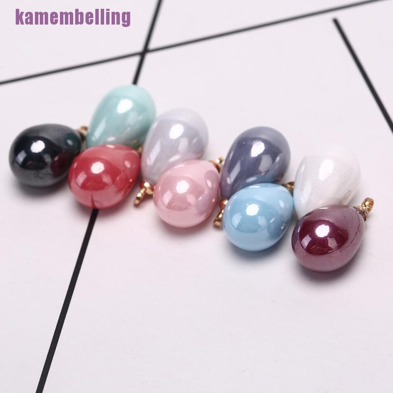 Set 10 Mặt Dây Chuyền Ngọc Trai Hình Giọt Nước Thời Trang DIY