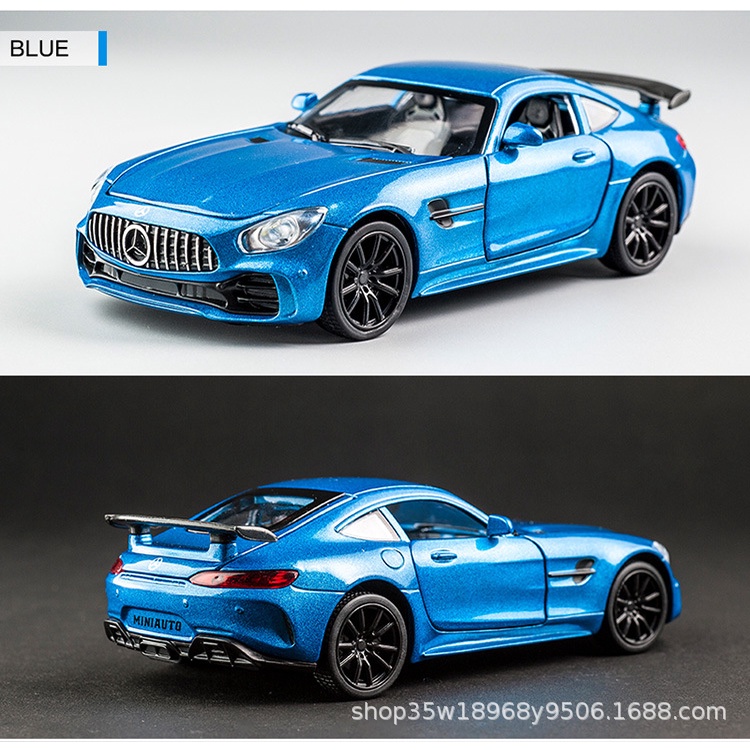 Mô hình tĩnh hợp kim Mercedes AMG GTR tỉ lệ 1:32 hãng Miniauto mở được 2 cánh cửa,cốp sau,nắp capo, có đế nhựa trưng bày