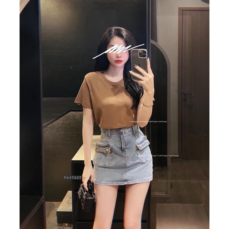 ÁO PHÔNG NỮ CHẤT COTTON XƯỚC NỮ CỔ TRÒN SIÊU ĐẸP - A113