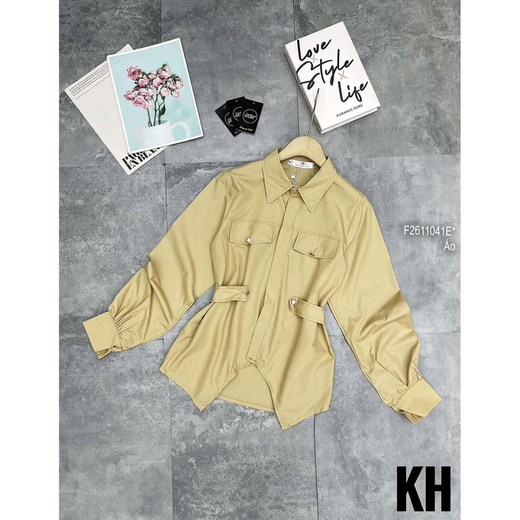 Áo sơ mi tà kiểu đắp túi nắp tay dài!