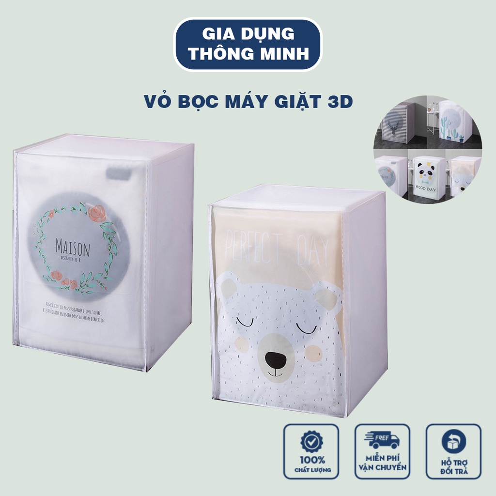 [Bọc 3D] Vỏ bọc máy giặt 3D, bao trùm máy giặt chống thấm nước size lớn cao cấp