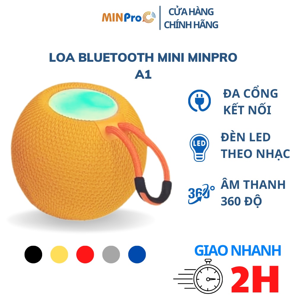 Loa bluetooth mini Minpro A1 - loa không dây cầm tay nghe nhạc, bass mạnh, công nghệ bluetooth 5.0
