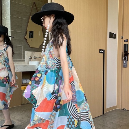 Đầm Voan Dáng Dài Phong Cách Bohemian Thời Trang Mùa Hè Hàng Mới Dành Cho Bé Gái