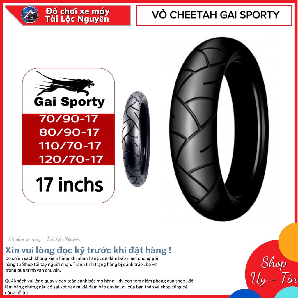 VỎ CHEETAH GAI SPORTY KHÔNG RUỘT 110/70-17