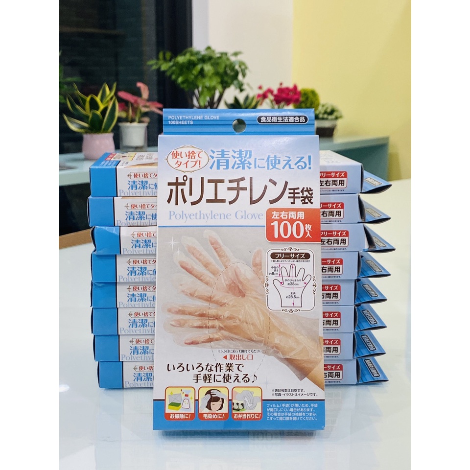 Set 100 găng tay nilon dùng 1 lần hàng nội địa Nhật