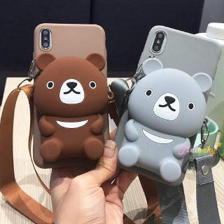 Ốp điện thoại tích hợp ví hình chú gấu cho iPhone 11 Pro Max X XS XR XS Max 5 6 7 8 Plus