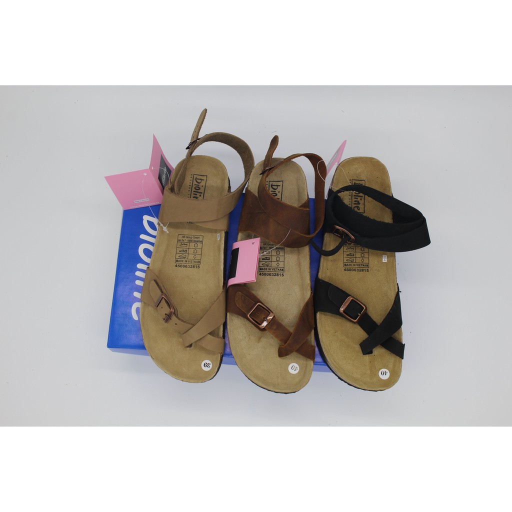 Giày Sandals Unisex xỏ ngón xoắn cổ chân chất liệu da bò xuất khẩu châu âu mã D16