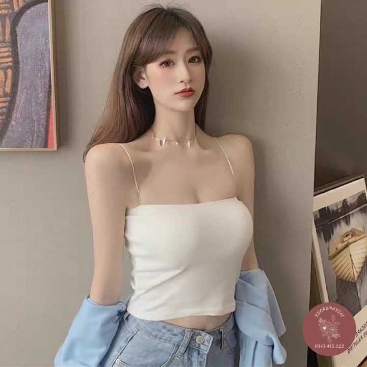 Áo hai dây nữ dáng ôm body vải cotton mềm mại co giãn tốt