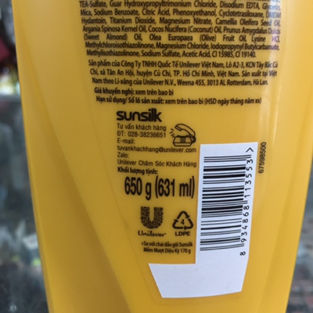 Dầu Gội Sunsilk Mềm Mượt 650g (631ml)