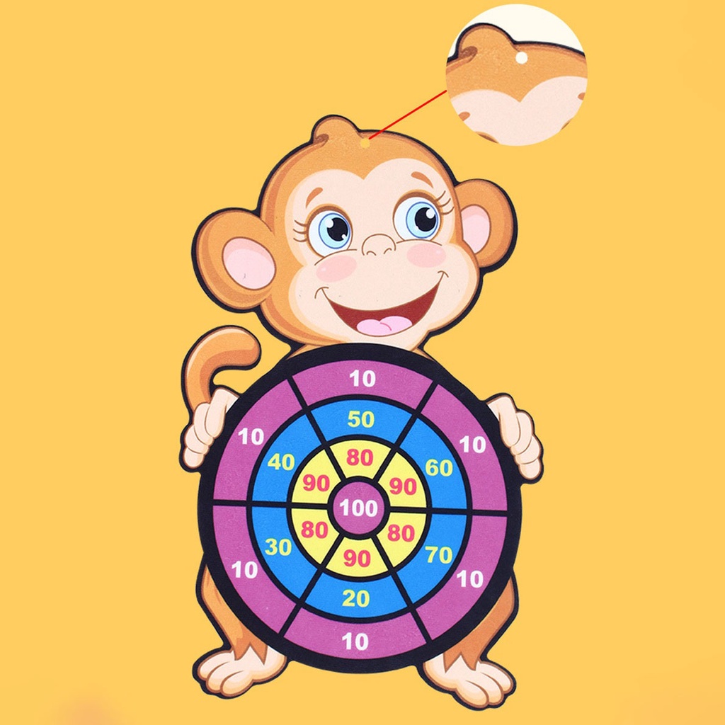 Đồ chơi bảng phi tiêu bóng dính cho bé, bảng ném bóng treo tường hình thú dễ thương tặng 3 bóng KB216002